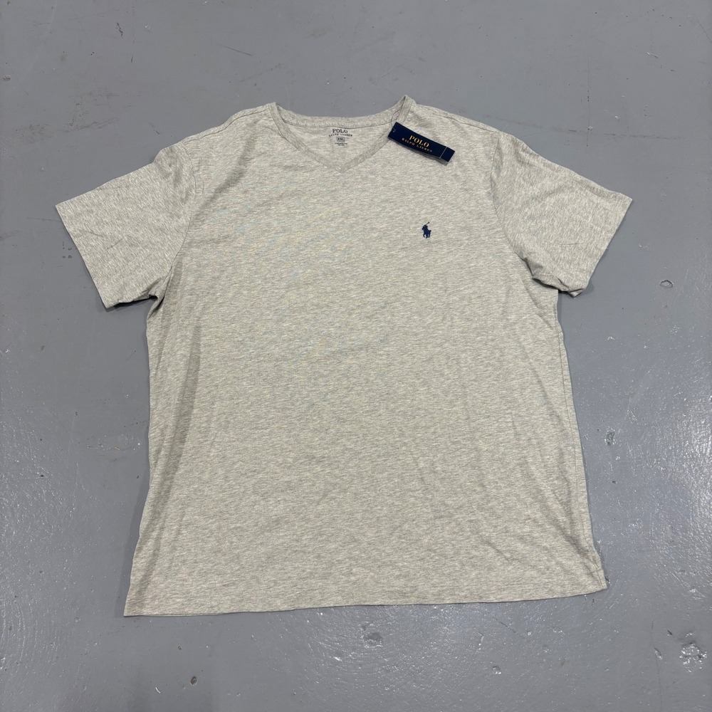 Polo Ralph Lauren Mens XXL V-Neck T-Shirt Heather Gray Short Sleeve Pony Logo NW